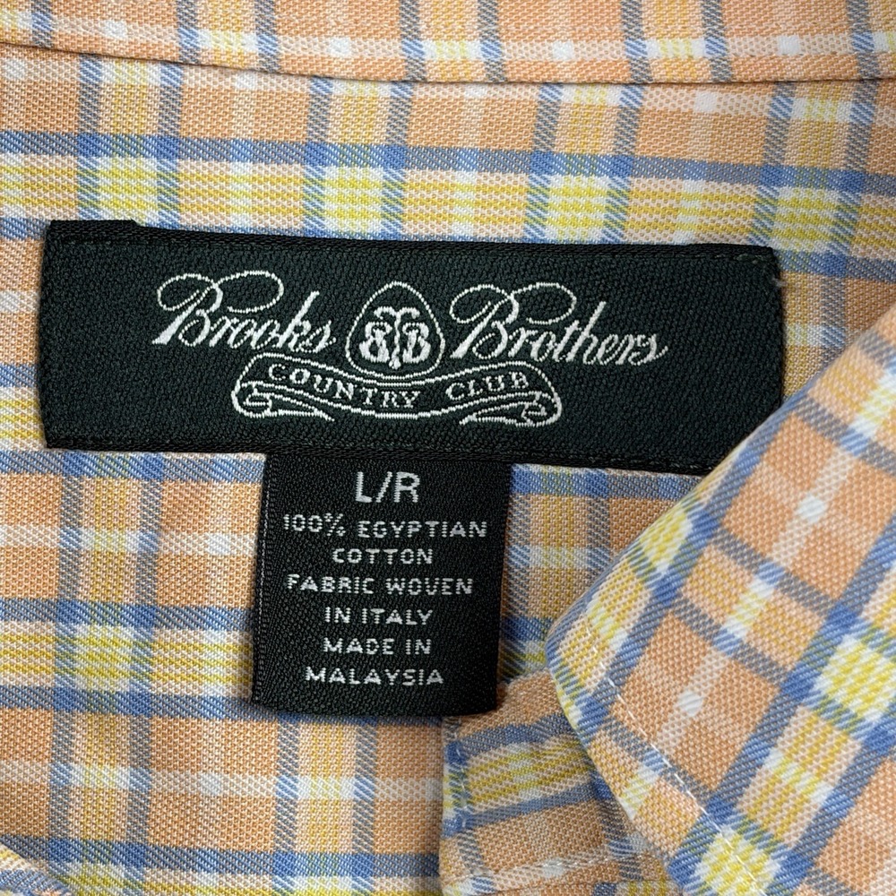 Brooks Brothers Country Club Shirt Mens Large Orange Plaid Egyptian Cotton - Picture 3 of 8